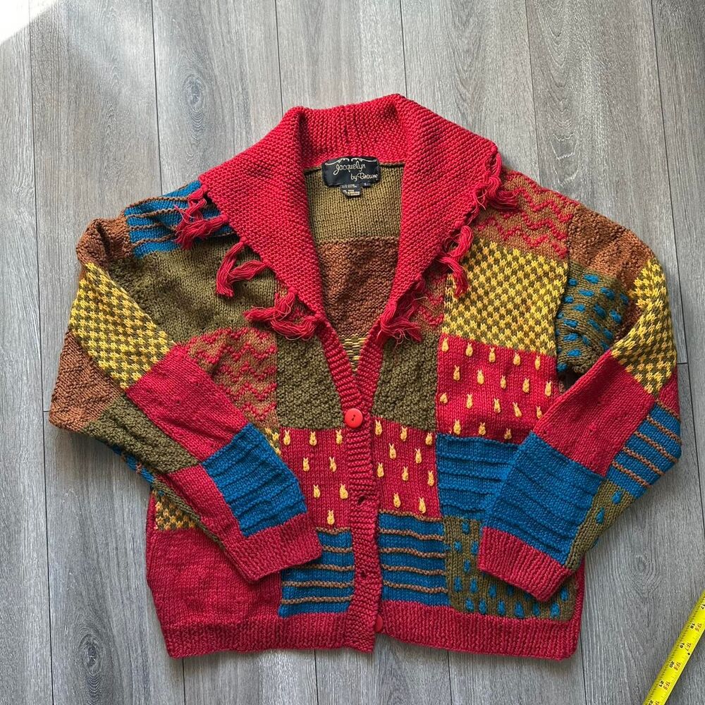 Vintage Patchwork Multicolored Patchwork Autumn Cardigan